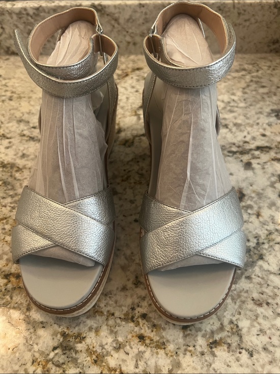 Cole Haan Shoes - Cole Haan Silver Metallic Ankle-Strap Sandals